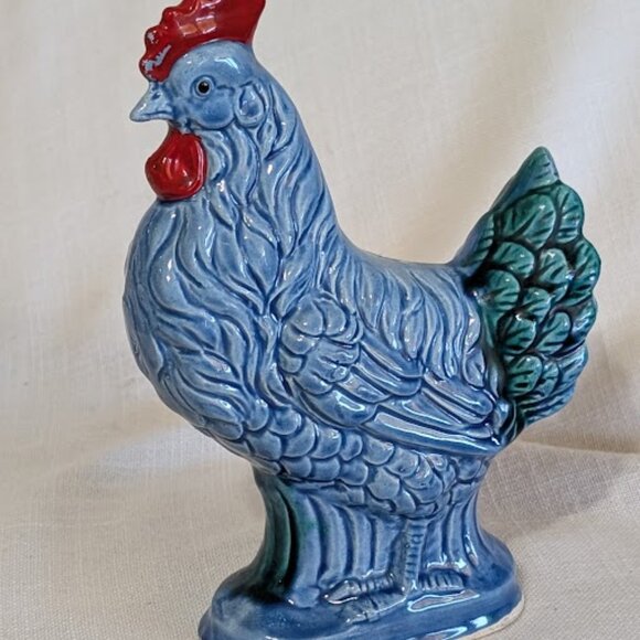TWO VINTAGE CERAMIC ROOSTERS - Picture 4 of 6